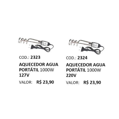AQUECEDOR ÁGUA PORTÁTIL 127V / 220V